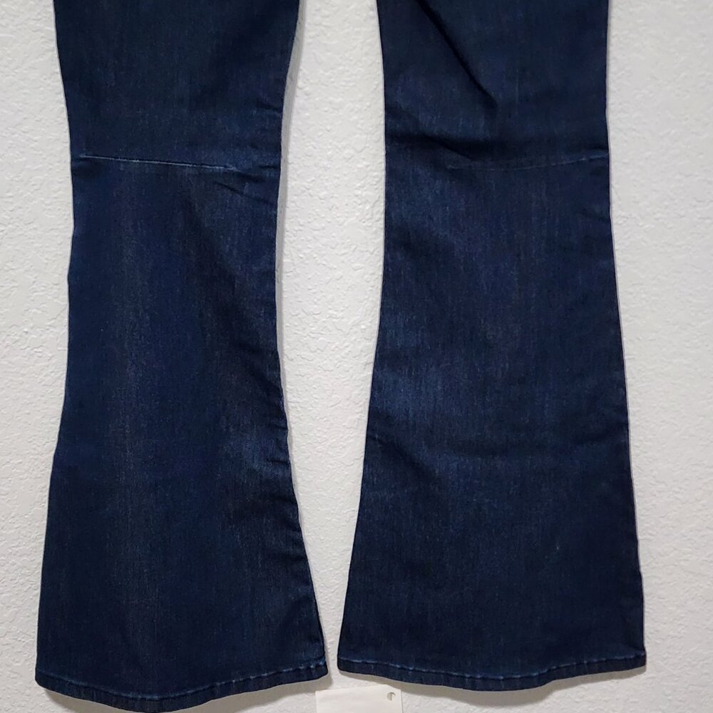 Free People Dark Wash Demin Flare Jeans Pull On Bell Bottom 31 Boho Retro NWT - Picture 4 of 10
